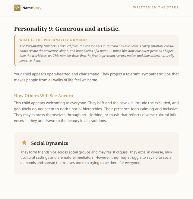 Report preview - personality